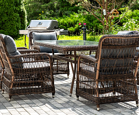 Обеденная Цесена 4SIS группа плетеная из искусственного ротанга, цвет коричневый