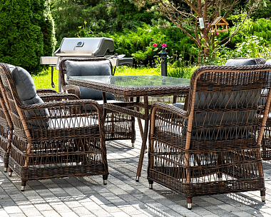 Обеденная Цесена 4SIS группа плетеная из искусственного ротанга, цвет коричневый