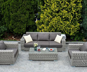 Диван трехместный Боно 4SIS из искусственного ротанга, цвет серый