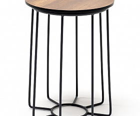 Эквадор журнальный стол из HPL круглый Ø40 H55, каркас из алюминия темно-серый (RAL 7024) муар, цвет столешницы дуб