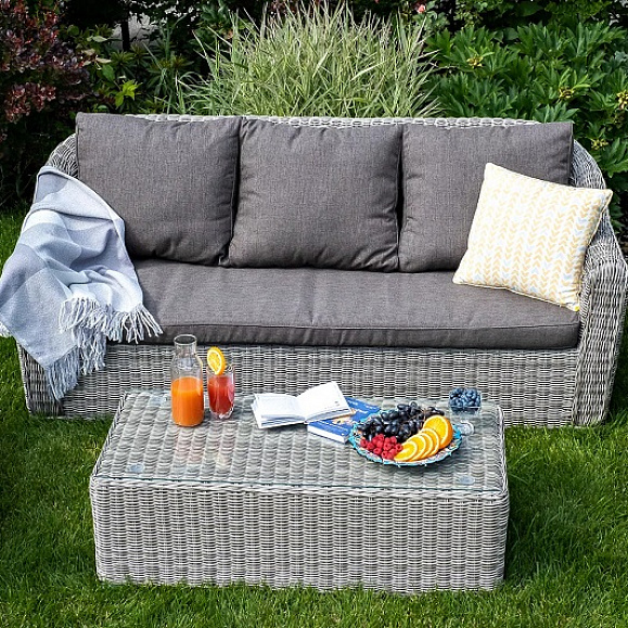 Диван трехместный Фабриция 4SIS из искусственного ротанга, цвет серый фото 5