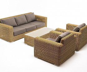 Лаунж-зона Боно 4SIS из искусственного ротанга, цвет соломенный