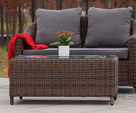 Журнальный столик Кон Панна 4SIS из искусственного ротанга, цвет коричневый