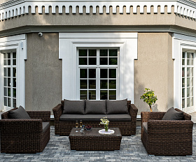 Капучино лаунж-зона из искусственного ротанга, цвет коричневый