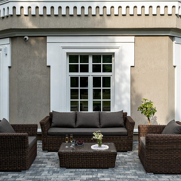 Капучино лаунж-зона из искусственного ротанга, цвет коричневый фото 2