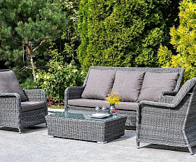 Диван трехместный Гляссе 4SIS из искусственного ротанга, цвет графит