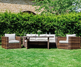 Обеденный комплект Karl Royal Family из искусственного ротанга с обеденным столом, цвет коричневый