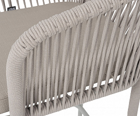 Марсель стул полубарный плетеный из роупа, каркас из стали светло-серый (RAL7035) муар, роуп бежевый круглый, ткань Mossle бежевая, пос.H65