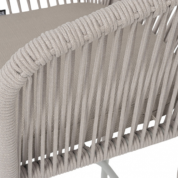 Марсель стул полубарный плетеный из роупа, каркас из стали светло-серый (RAL7035) муар, роуп бежевый круглый, ткань Mossle бежевая, пос.H65 фото 6