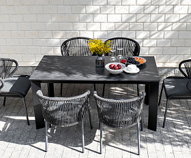 Венето обеденный стол из HPL 160х80см, цвет серый гранит, каркас черный