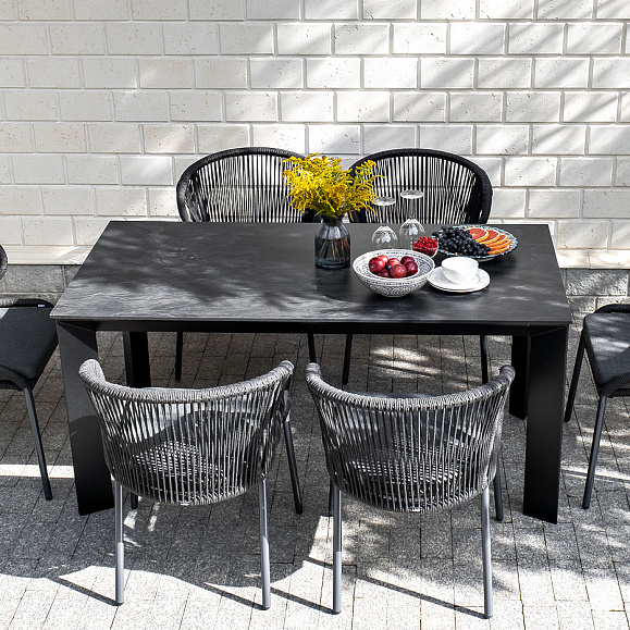 Венето обеденный стол из HPL 160х80см, цвет серый гранит, каркас черный фото 5