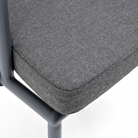 Диего стул плетеный из роупа, каркас из стали темно-серый (RAL7024) муар, роуп темно-серый круглый, ткань темно-серая 027 фото 7