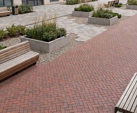 Тротуарная клинкерная брусчатка ЛСР Женева 200х100х50 мм, серебро