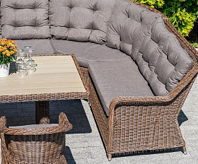 Левый модуль дивана Бергамо 4SIS из искусственного ротанга, цвет коричневый