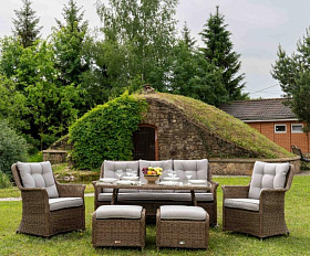 Обеденный комплект Victor Royal Family из искусственного ротанга c диваном, цвет коричневый