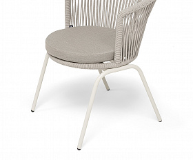 Люксембург стул плетеный из роупа, каркас из стали (RAL1013) муар, роуп бежевый круглый, ткань бежевая 15052