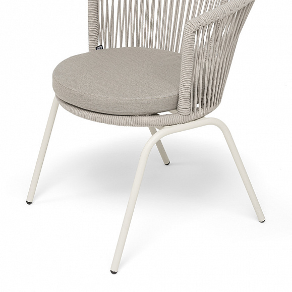 Люксембург стул плетеный из роупа, каркас из стали (RAL1013) муар, роуп бежевый круглый, ткань бежевая 15052 фото 6