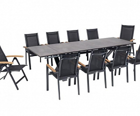 Комплект обеденной мебели Nora-Andy 8N2R Brafritid антрацит/серый, алюминий