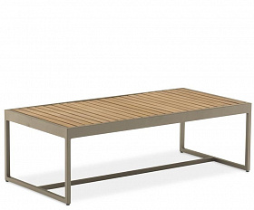 Кофейный стол Amal Brafritid бежевый, антрацит/натуральный, алюминий/тик