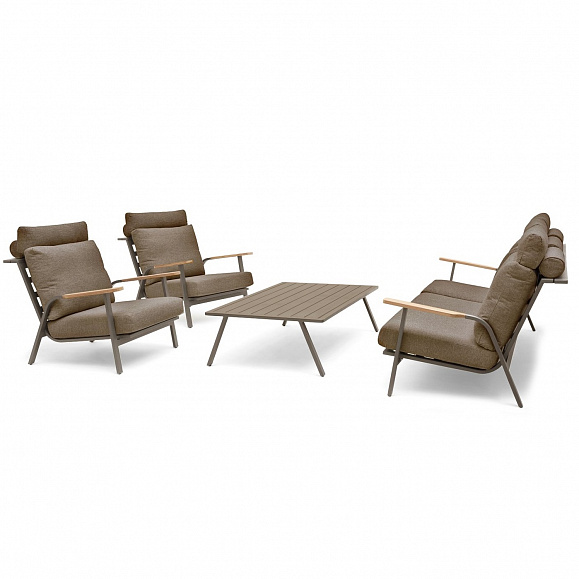 Комплект лаунж мебели Malmo Brafritid с 3-х местным диваном, коричневый/коричневый, алюминий фото 1