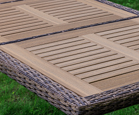 Обеденный стол Amelia Royal Family из искусственного ротанга 200 см, цвет коричневый