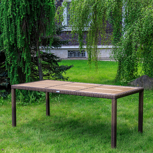 Обеденный стол Amelia Royal Family из искусственного ротанга 200 см, цвет коричневый фото 1