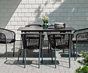 Обеденная группа Милан 4SIS из роупа (веревки), цвет темный