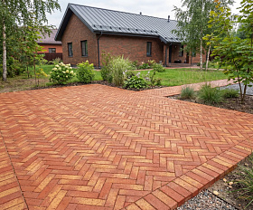 Клинкерная брусчатка ЛСР Канны золото Лонг 250х80х50 мм, красный