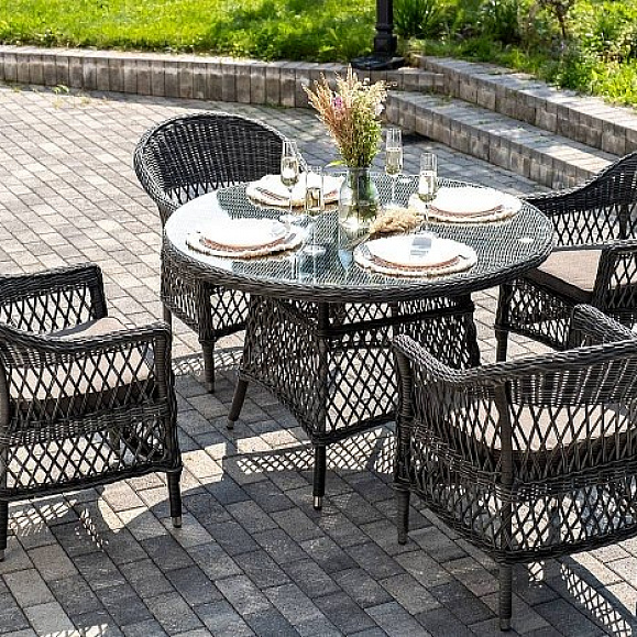 Обеденная Дольче 4SIS группа из искусственного ротанга, цвет графит фото 1