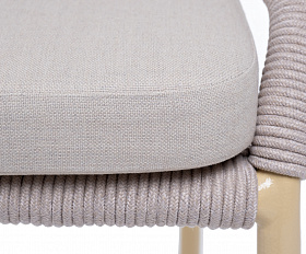 Милан стул плетеный из роупа, каркас алюминий (RAL1001), роуп бежевый круглый, ткань бежевая