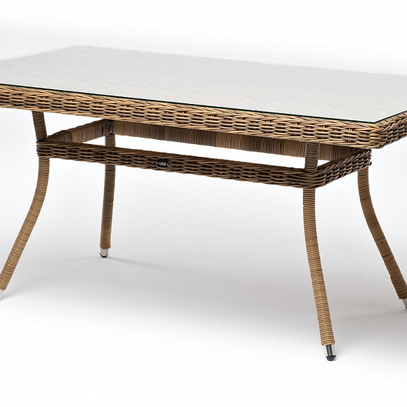 Латте плетеный стол из искусственного ротанга 140х80см, цвет соломенный фото 1