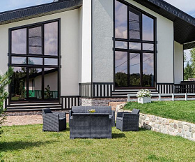 Обеденный комплект Grand Lana L Royal Family из пластика, цвет графит