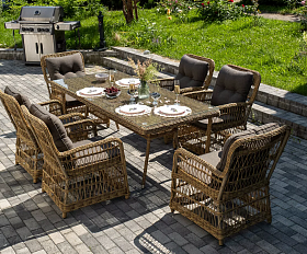 Обеденная Цесена 4SIS группа плетеная из искусственного ротанга, цвет соломенный