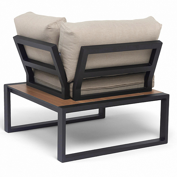 Тулон угловой модуль, каркас алюминий, HPL дуб, черный муар, ткань бежевая 15052 фото 6