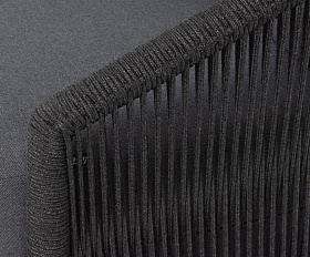 Верона левый модуль плетеный из роупа, каркас алюминий темно-серый (RAL7024) муар, роуп темно-серый круглый, ткань темно-серая 027, L131х89