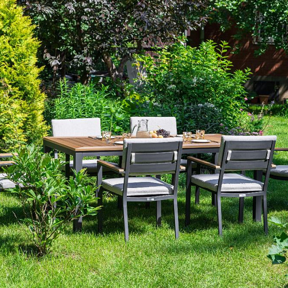 Обеденный комплект Oscar Royal Family со столешницей из поливуда, цвет светло-серый фото 2