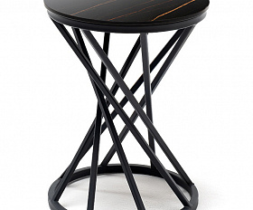 Сантьяго журнальный стол из HPL круглый Ø40 H55, каркас из стали темно-серый (RAL 7024), цвет столешницы черный мрамор