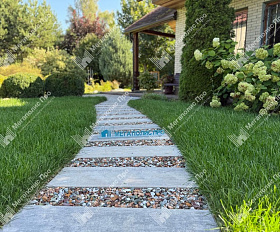 Пошаговая плита для дорожек 900х300х80 мм Серо-белая