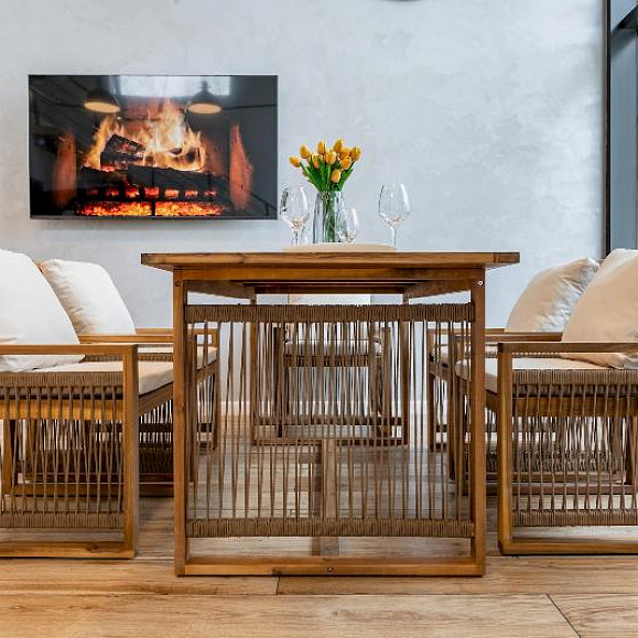 Обеденный комплект Grand Michelle Royal Family из дерева, цвет бежевый фото 6