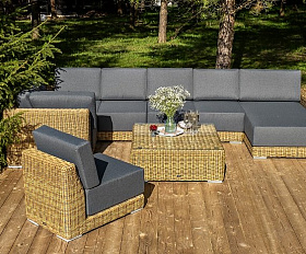Трансформирующаяся Капри 4SIS лаунж-зона из искусственного ротанга, цвет соломенный