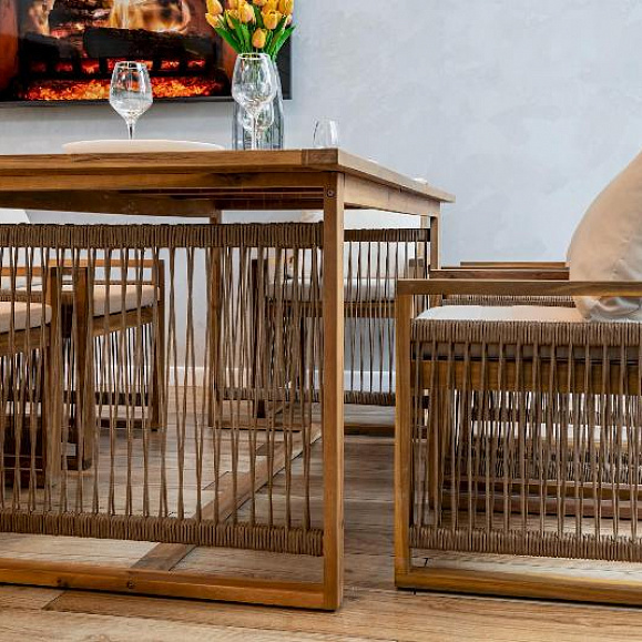 Обеденный комплект Grand Michelle Royal Family из дерева, цвет бежевый фото 7