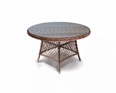 Плетеный круглый стол Эспрессо 4SIS из искусственного ротанга, цвет коричневый