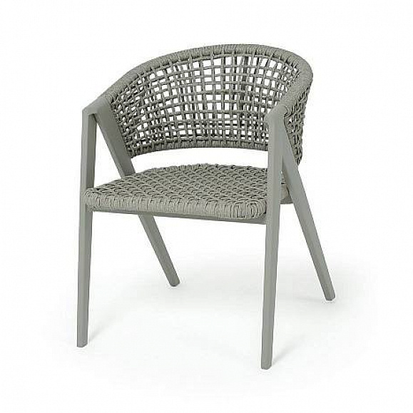 Стул Амстердам 4SIS плетеный из роупа, каркас алюминий, роуп серый круглый фото 1