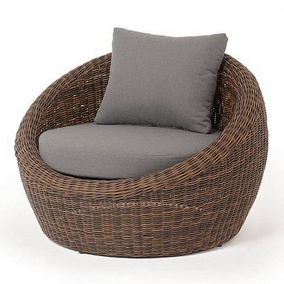 Кресло Барселона 4SIS из искусственного ротанга, цвет коричневый фото 1