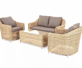 Лаунж-зона Кон Панна 4SIS из искусственного ротанга, цвет соломенный