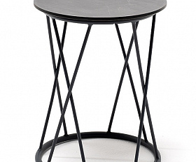 Колумбия журнальный стол из HPL круглый Ø40 H55, каркас из стали темно-серый (RAL 7024) муар, цвет столешницы серый гранит