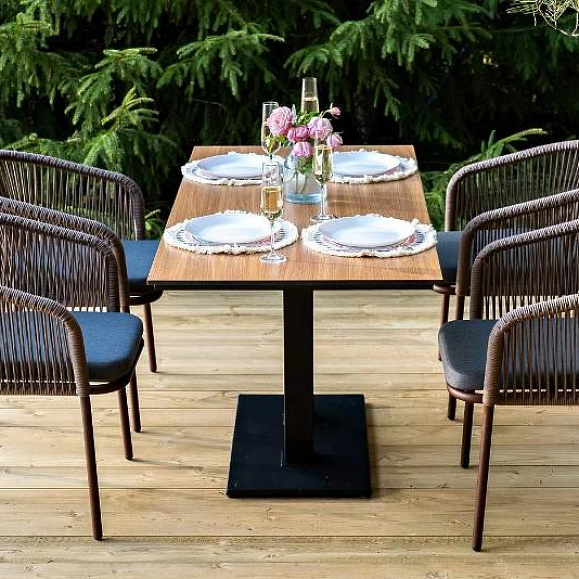 Обеденная группа Каффе Дабл 4SIS из искусственного ротанга на 4 персоны, цвет дуб фото 2