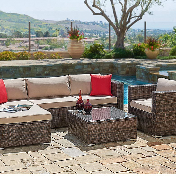 Комплект плетеной мебели  YR821 Light Brown фото 1