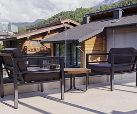 Эстелья кресло, каркас алюминий темно-серый (RAL7024) муар, ткань темно-серая 027