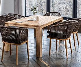 Обеденная группа Мадейра 4SIS из роупа (веревки) на 6 персон, цвет коричневый